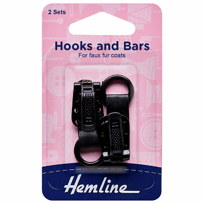H402M.BK Hook and Bar Fastener: Black - 2 Pieces..
